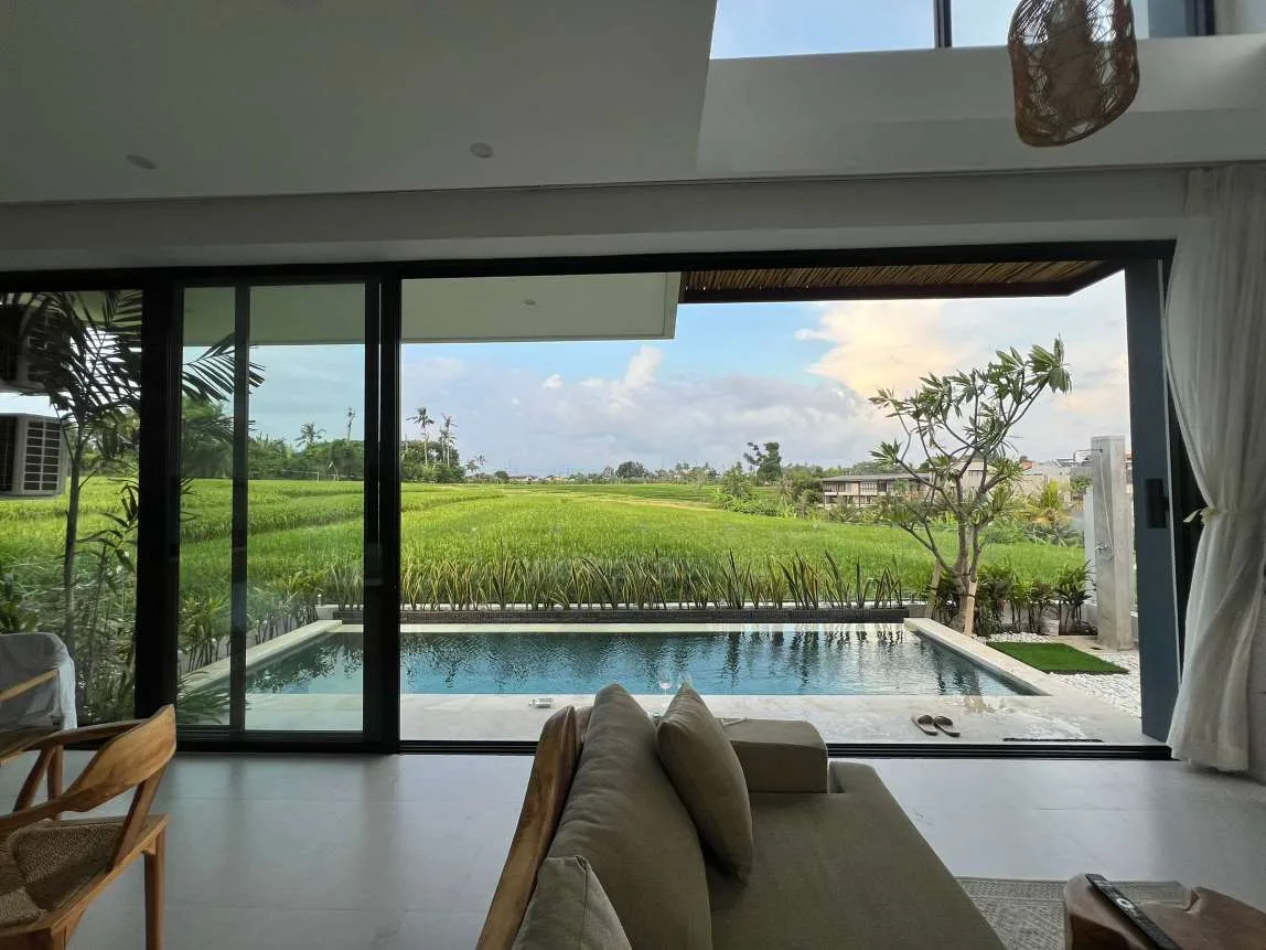 2 Bedroom Modern Tropical Villa for Yearly Rent in Buduk with Rice Field Views