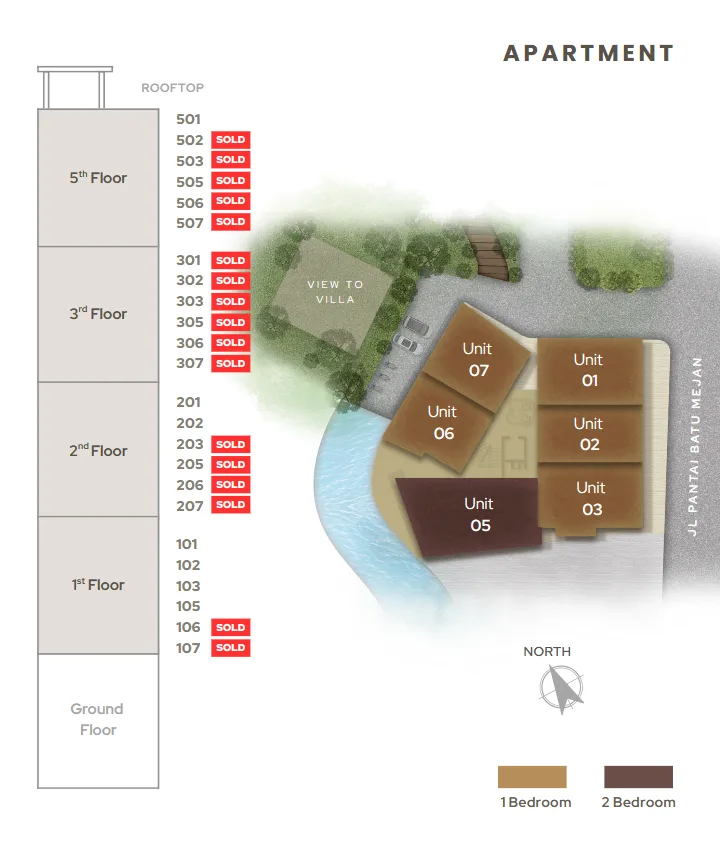  Leasehold 80 year Canggu 1 bedroom premium apartment prime investment