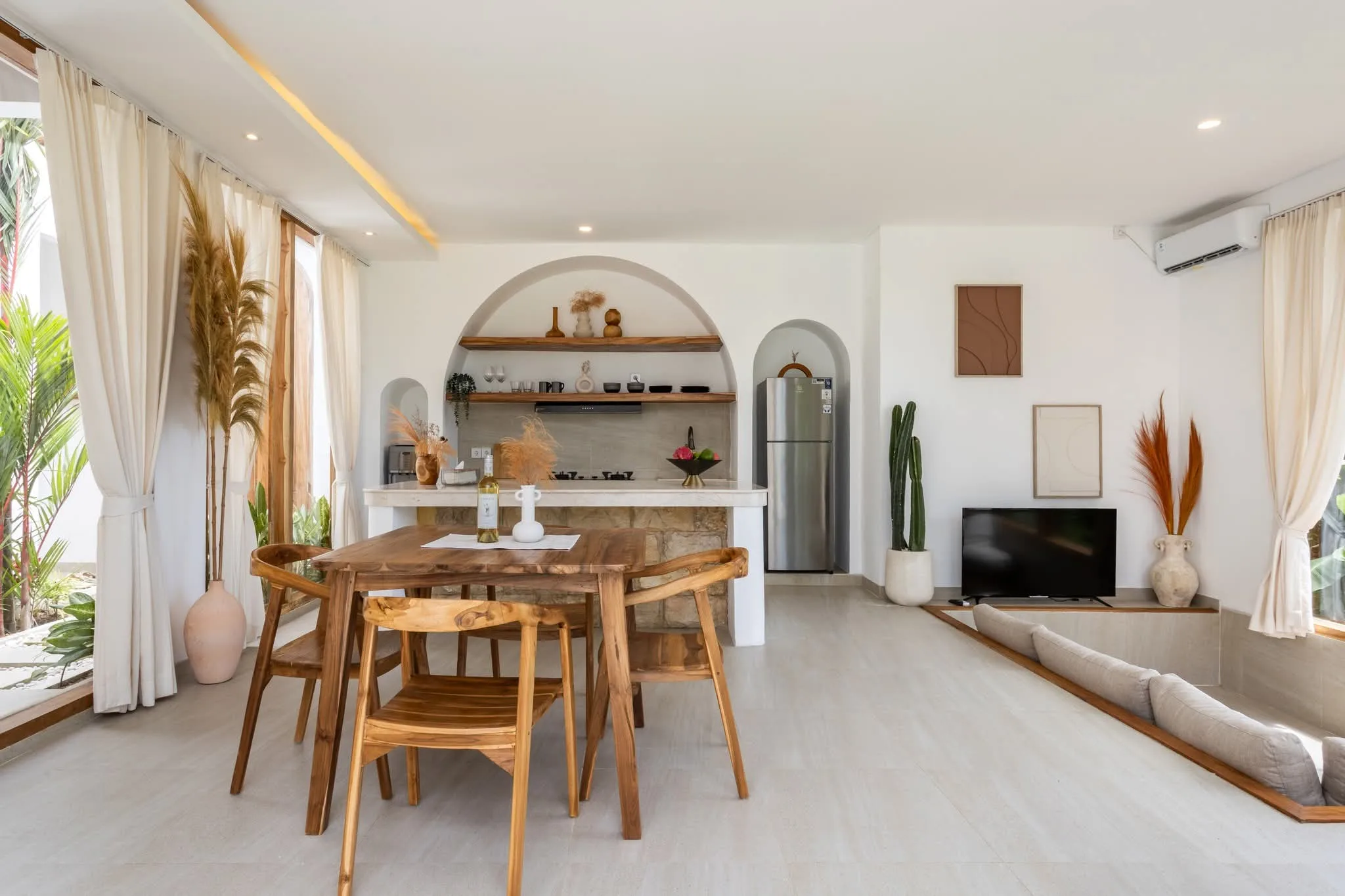 Mediterranean 2 Bedroom Villa in Seseh with Rice Field Views for Yearly Rent
