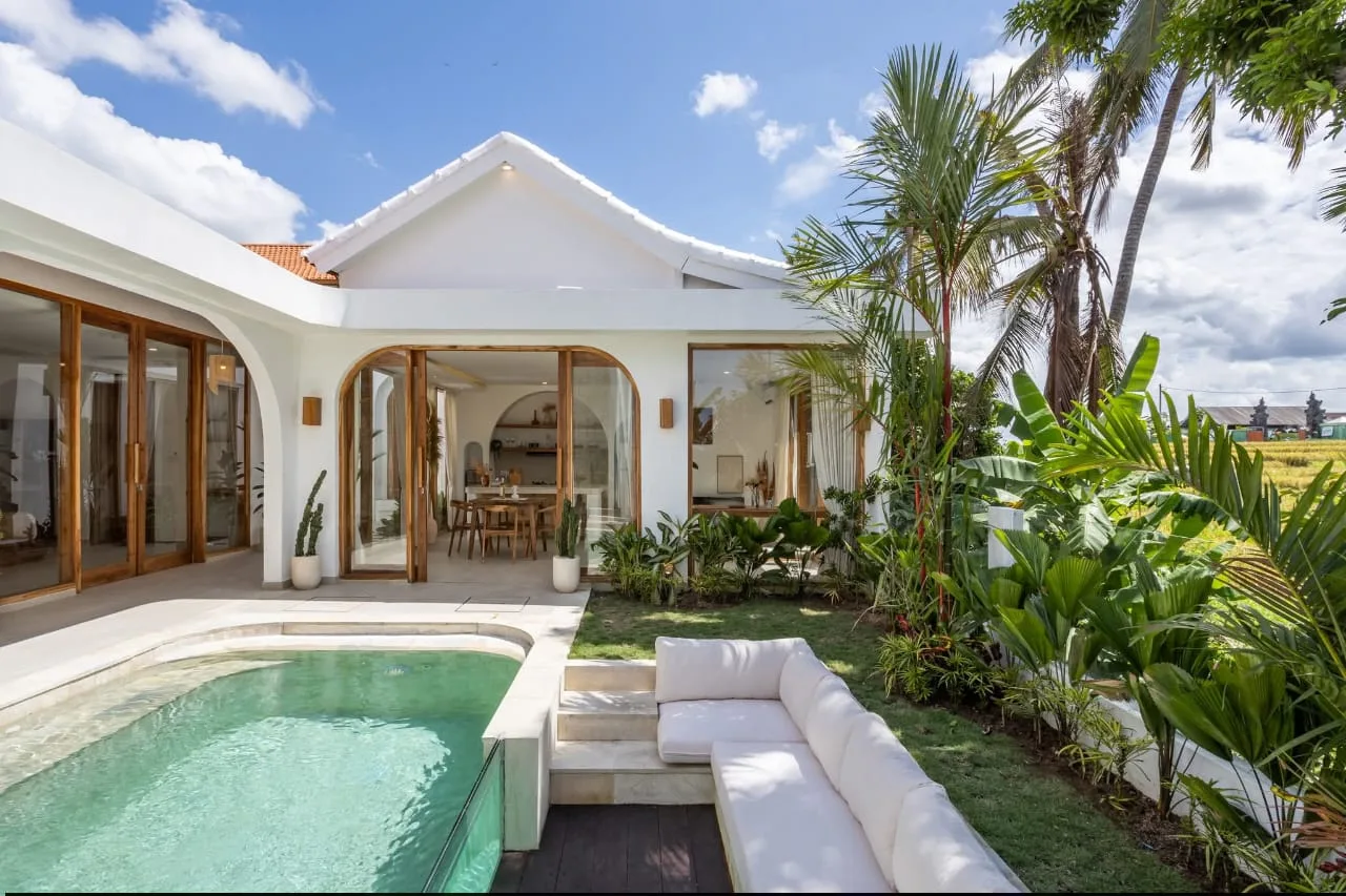 Mediterranean 2 Bedroom Villa in Seseh with Rice Field Views for Yearly Rent