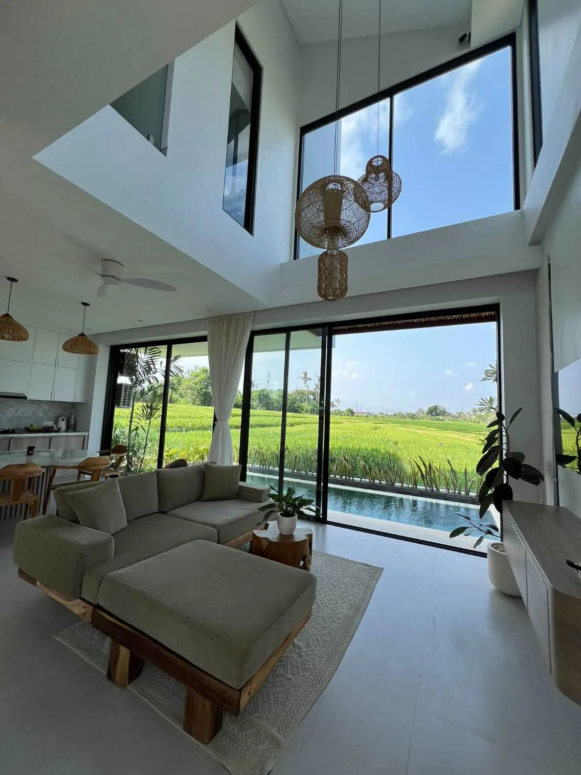 2 Bedroom Modern Tropical Villa for Yearly Rent in Buduk with Rice Field Views